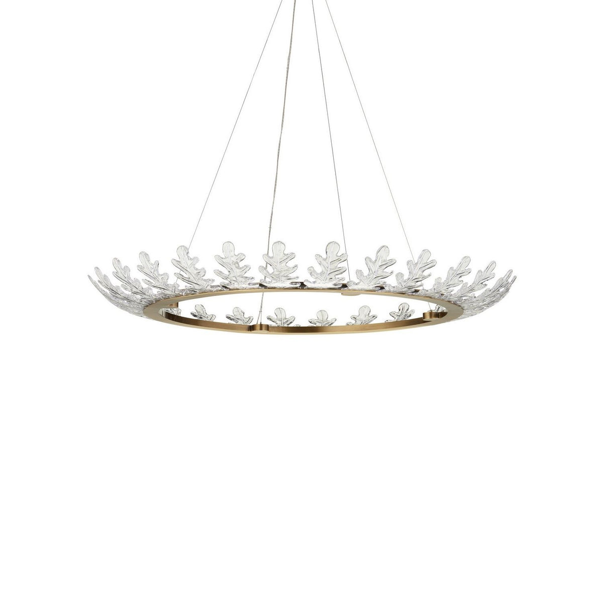 Currey and Company 9000-1372 Oakwreath Chandelier in Polished Antique Brass/Clear