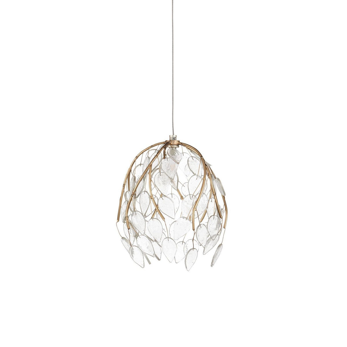 Currey and Company 9000-1394 Banyan Linear Multi-Drop Pendant in Antique Brass/Clear/Silver