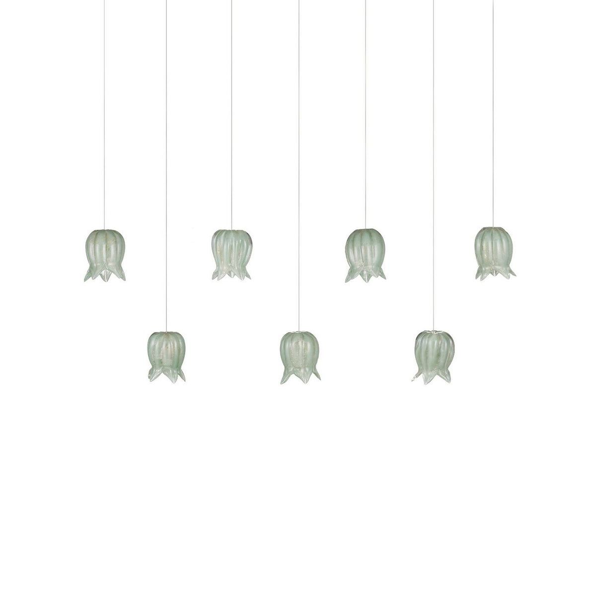 Currey and Company 9000-1402 Polpo Linear Multi-Drop Pendant in Green/Silver