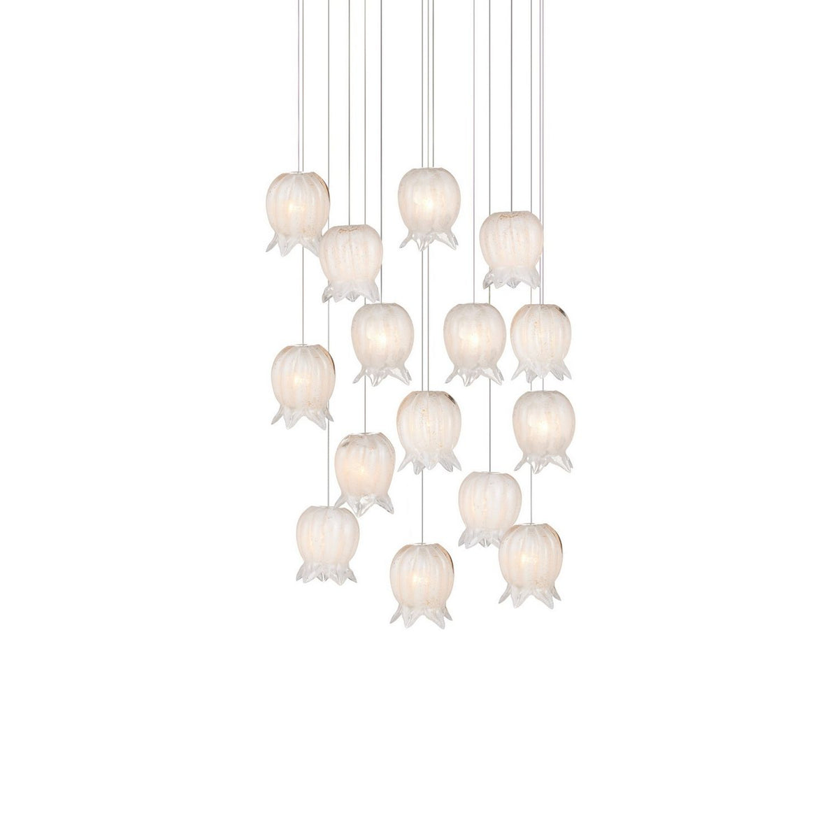Currey and Company 9000-1406 Polpo Round Multi-Drop Pendant in White/Silver