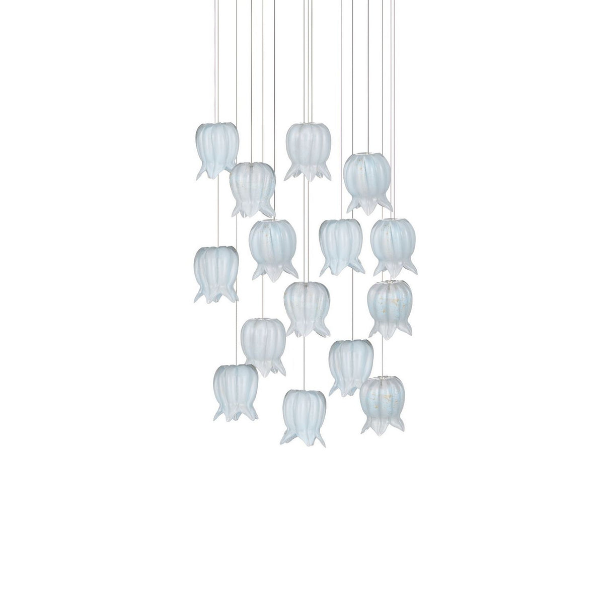 Currey and Company 9000-1414 Polpo Round Multi-Drop Pendant in Blue/Silver