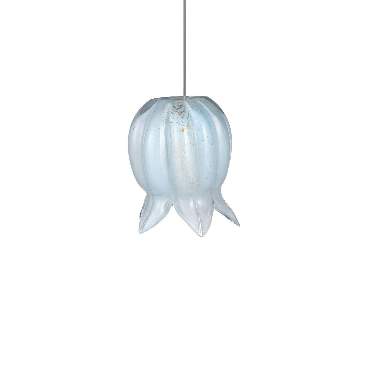 Currey and Company 9000-1417 Polpo Round Multi-Drop Pendant in Blue/Silver