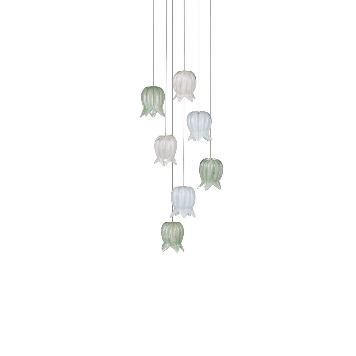 Currey and Company 9000-1420 Polpo Round Multi-Drop Pendant in Blue/Green/White/Silver