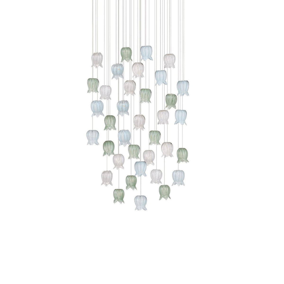 Currey and Company 9000-1424 Polpo Round Multi-Drop Pendant in Blue/Green/White/Silver