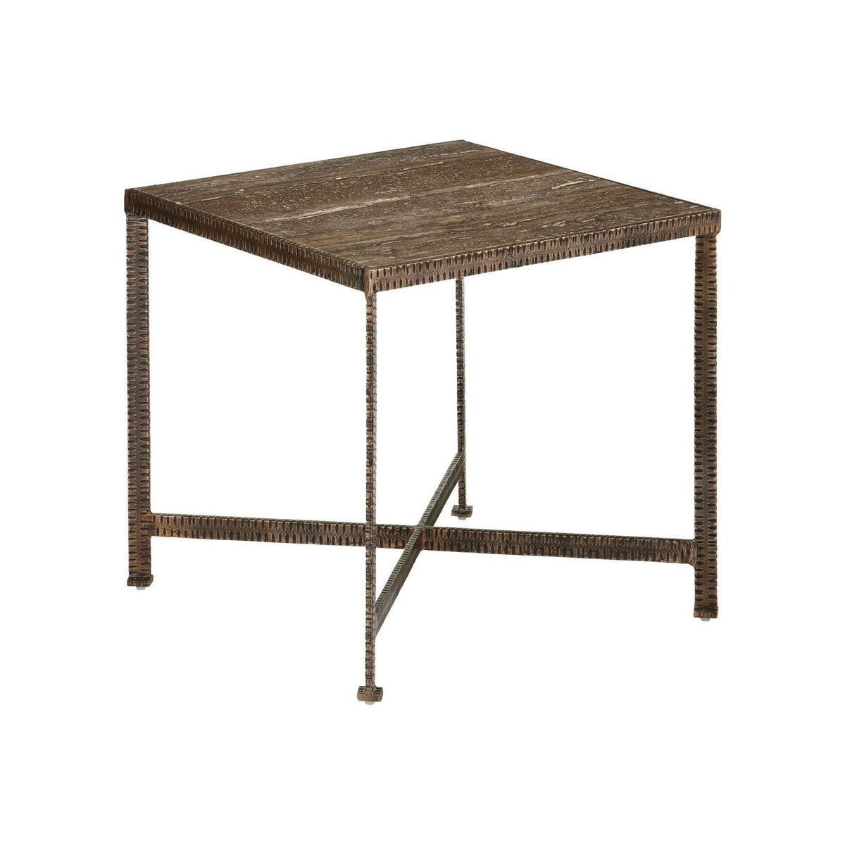 Currey and Company 4000-0275 Ampleur Side Table in Rustic Bronze/Natural