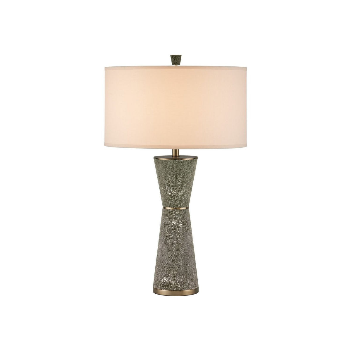 Currey and Company 6000-1084 Galuchat Table Lamp in Green Faux Shagreen/Brass