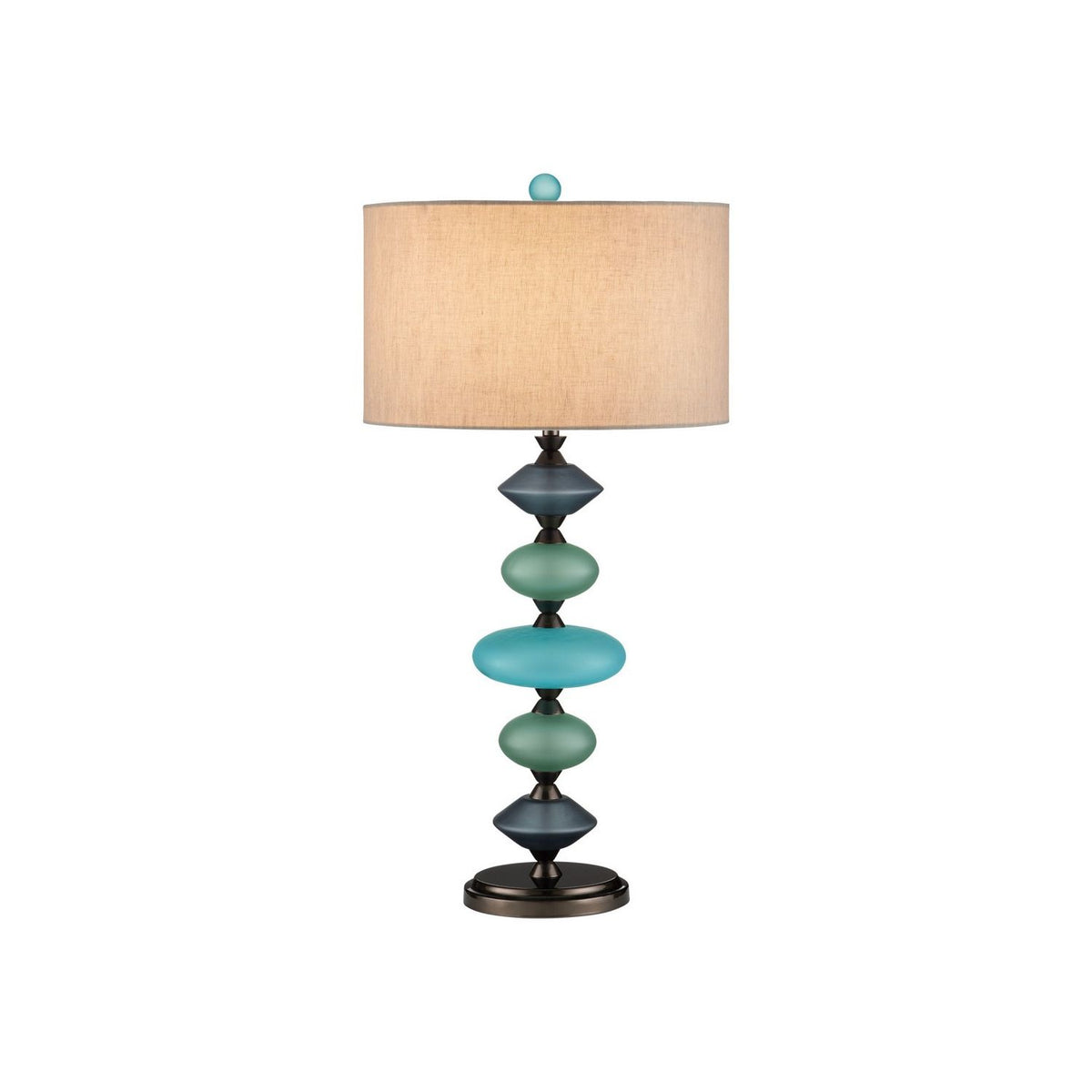 Currey and Company 6000-1093 Nereid Table Lamp in Blue/Metallic Black