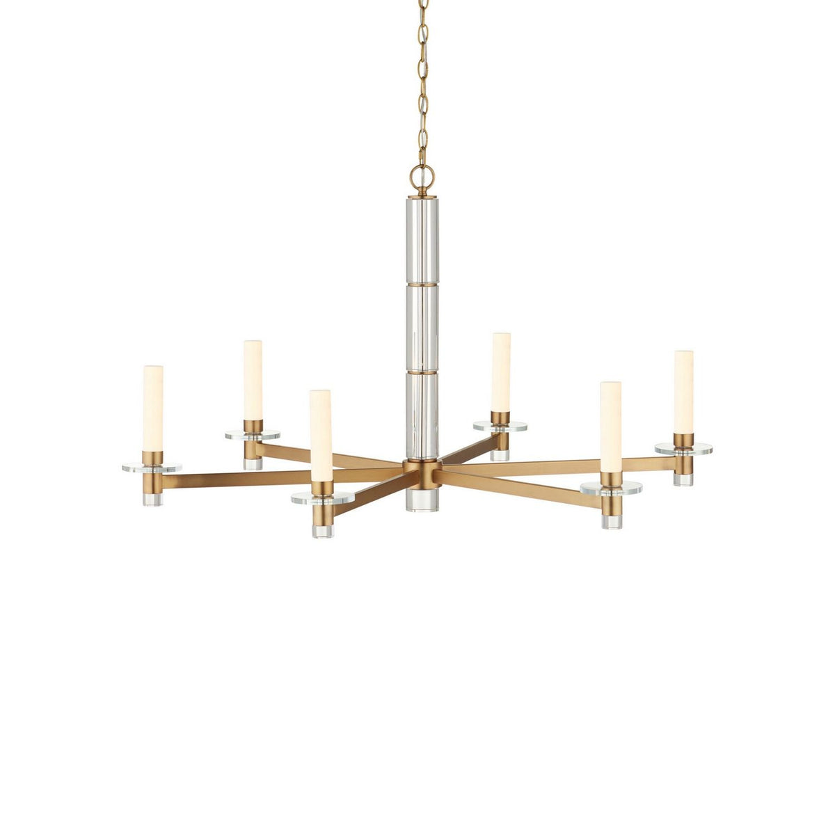Currey and Company 9000-1464 Marcelo Chandelier in Clear/Antique Brass/White