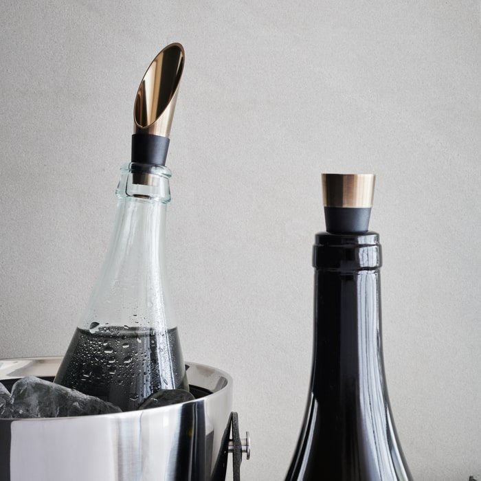 Rosendahl 18736 Grand Cru Wine Stopper and Pourer Patinated Set in Black/Patinated Steel