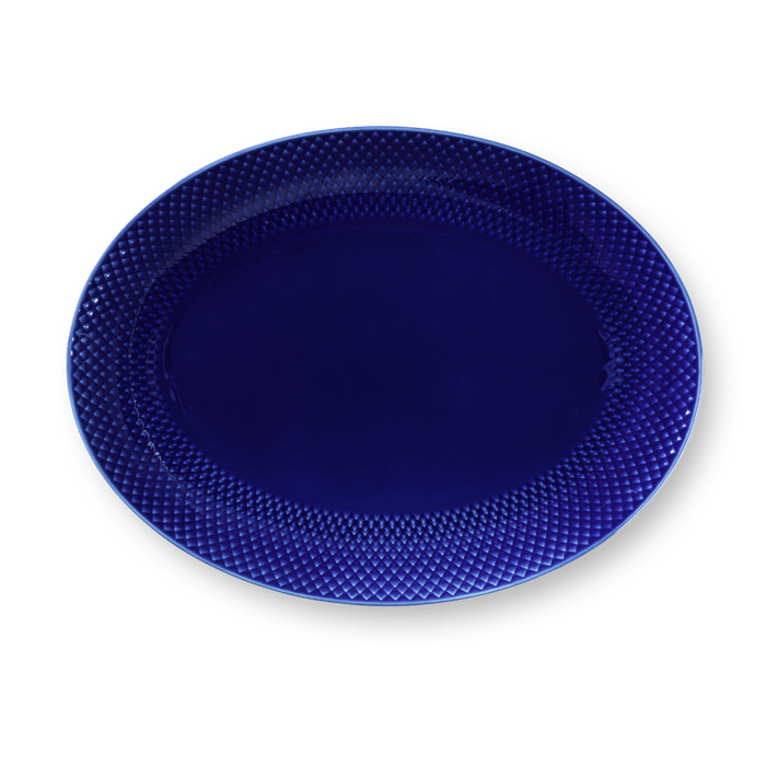 Lyngby Porcelæn 201953 Rhombe Color Oval Serving Dish in Dark Blue