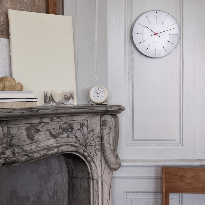 Arne Jacobsen Clocks 43675 Bankers Table Clock in White