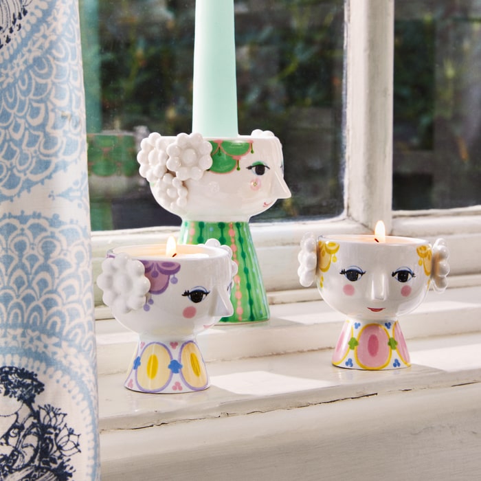 Bjørn Wiinblad 56556 Eva Tealight Holder in Yellow/Lavender