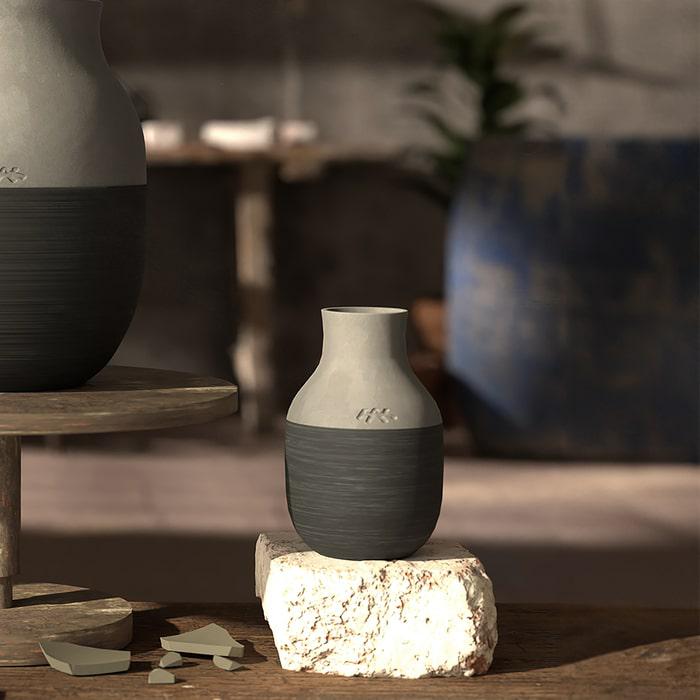 Kähler 690148 Omaggio Circulare Vase in Anthracite Grey