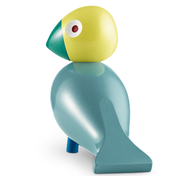 Kay Bojesen 39405 Songbird Wooden Figurine in Turquoise/Yellow