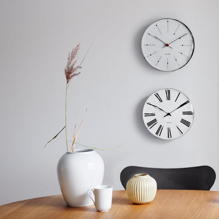 Arne Jacobsen Clocks 43632 Roman Wall Clock in White/Black