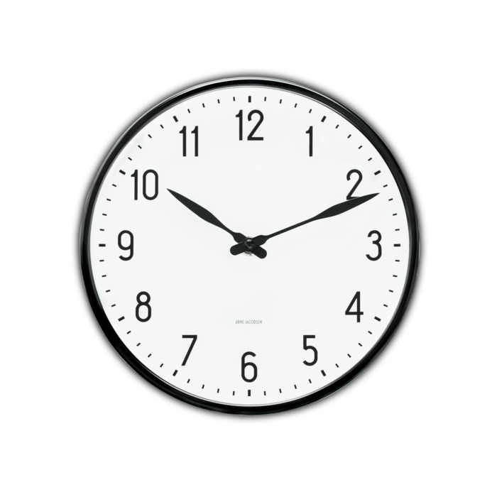 Arne Jacobsen Clocks 43633 Station Wall Clock in White/Black