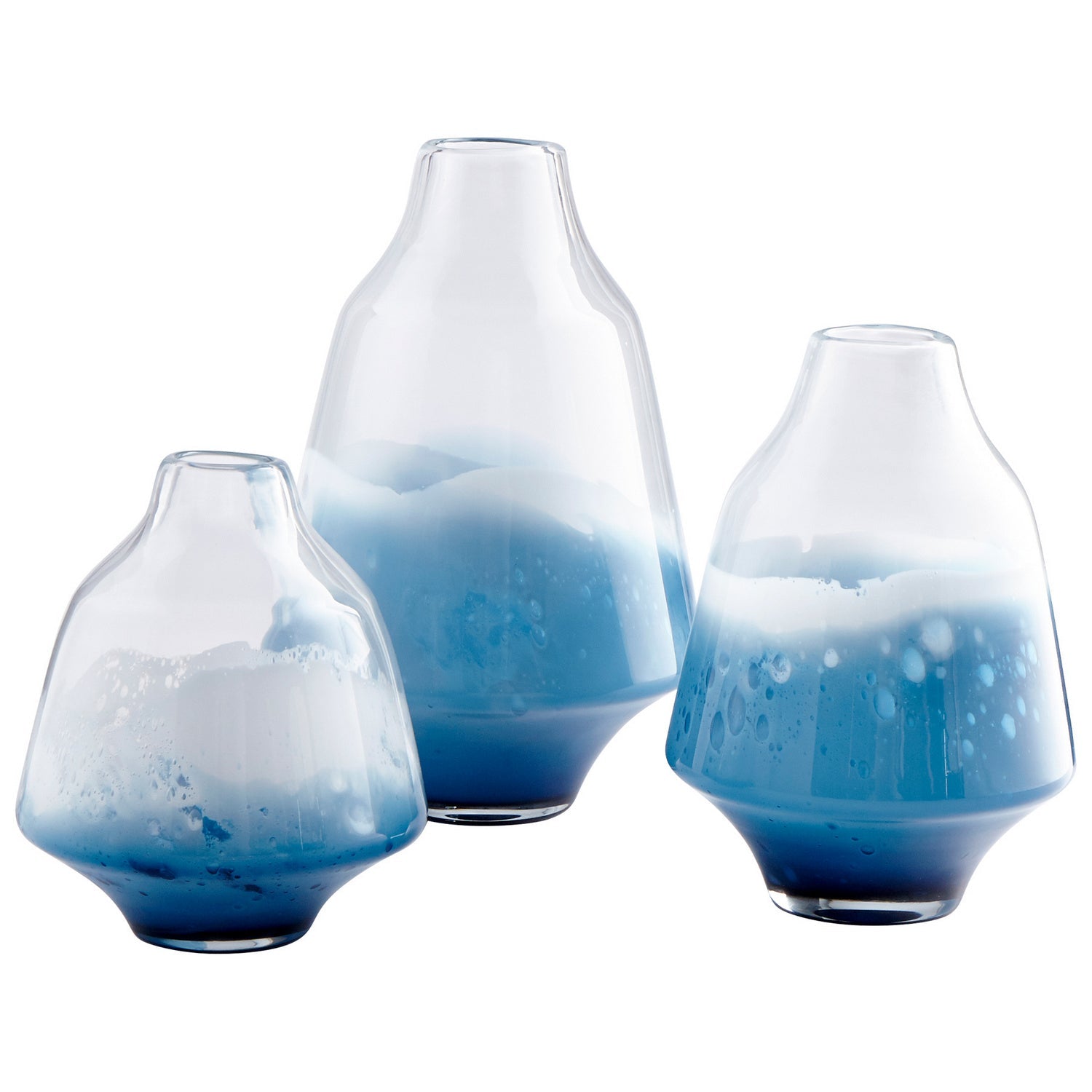 Cyan Canada - 09167 - Vase - Water Dance - Clear And Cobalt