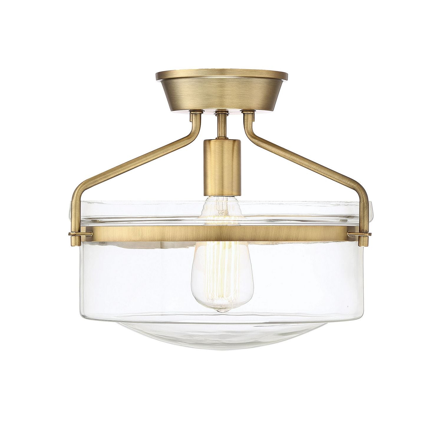 Meridian M60011NB One Light Semi-Flush Mount in Natural Brass