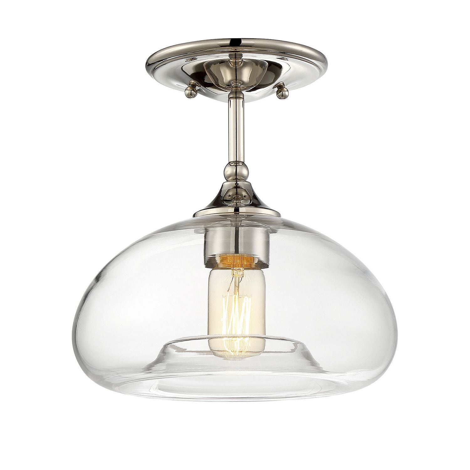 Meridian M60017PN One Light Semi-Flush Mount in Polished Nickel