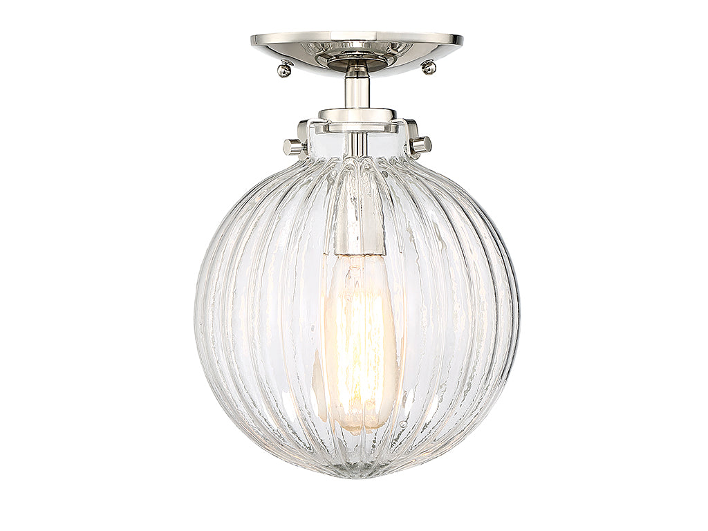 Meridian M60056PN One Light Semi-Flush Mount in Polished Nickel