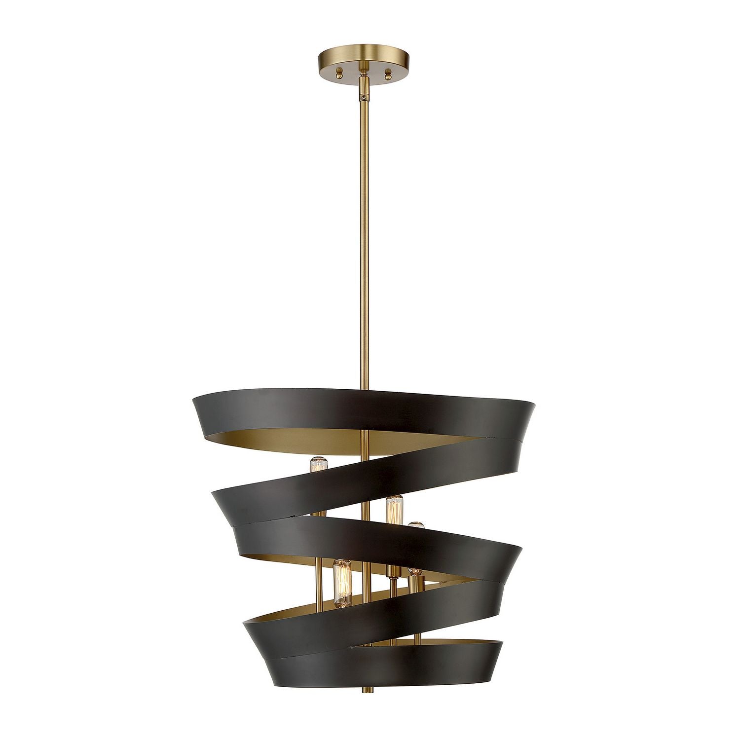 Meridian M70009-46 Four Light Pendant in Matte Black with Gold
