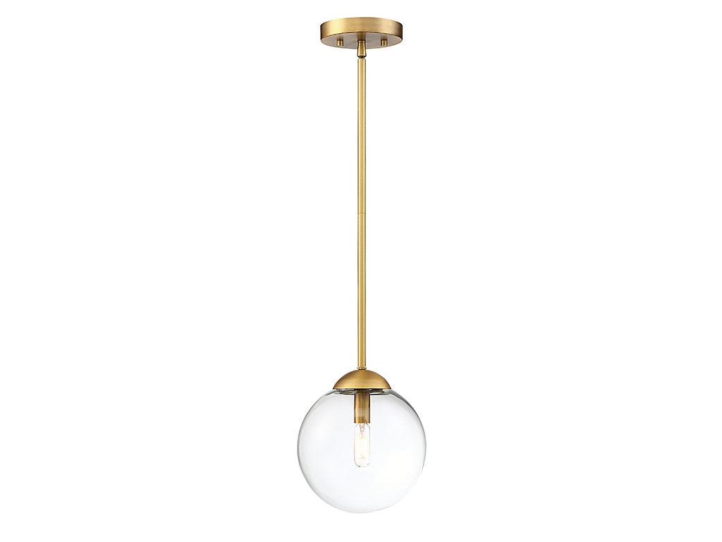 Meridian M70067NB One Light Pendant in Natural Brass
