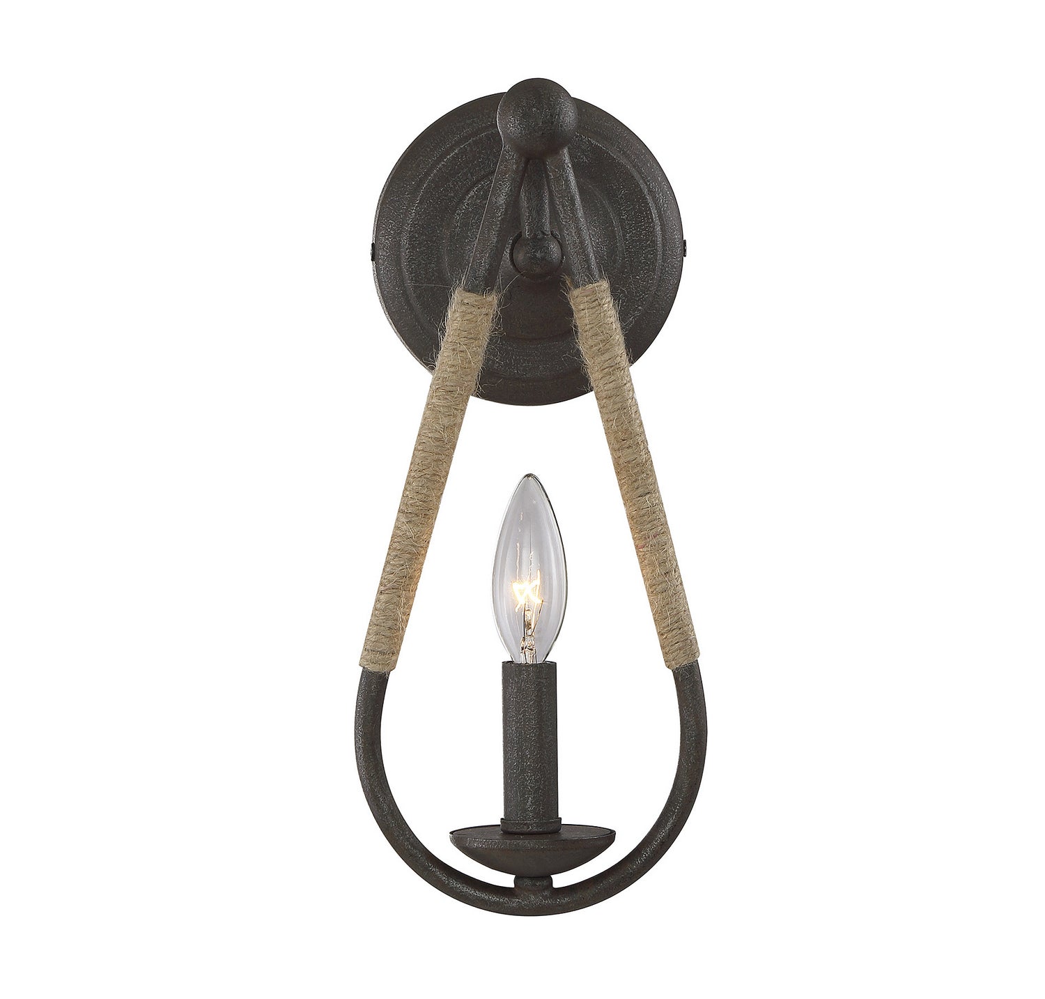 Meridian M90002RN One Light Wall Sconce in Rusty Nail with Rope