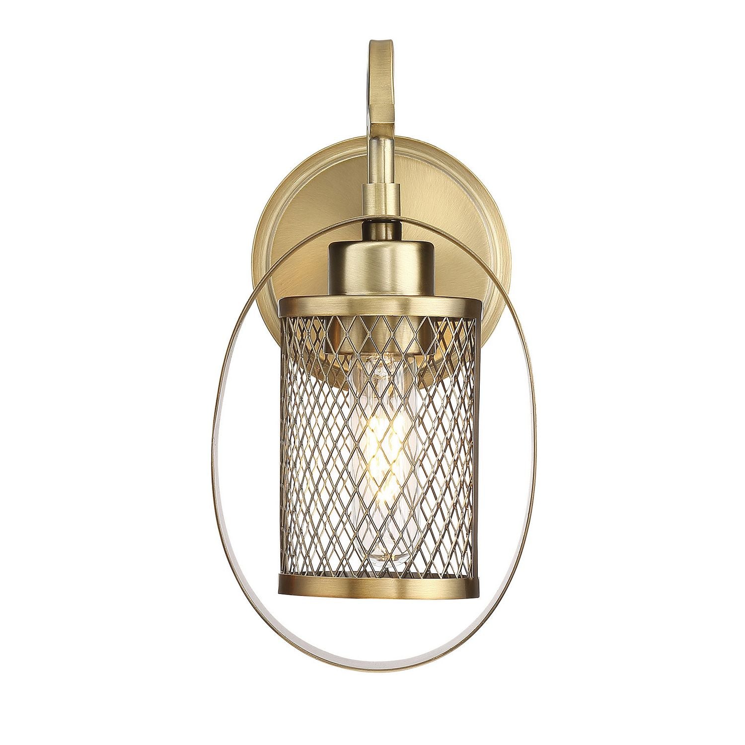 Meridian M90015NB One Light Wall Sconce in Natural Brass