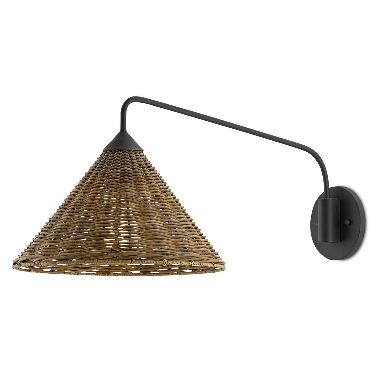 Currey and Company 5000-0139 Basket Wall Sconce in Natural/Blacksmith