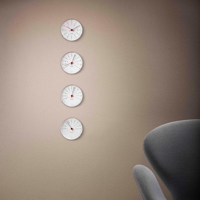 Arne Jacobsen Clocks 43685 Bankers Hygrometer in White/Black/Red