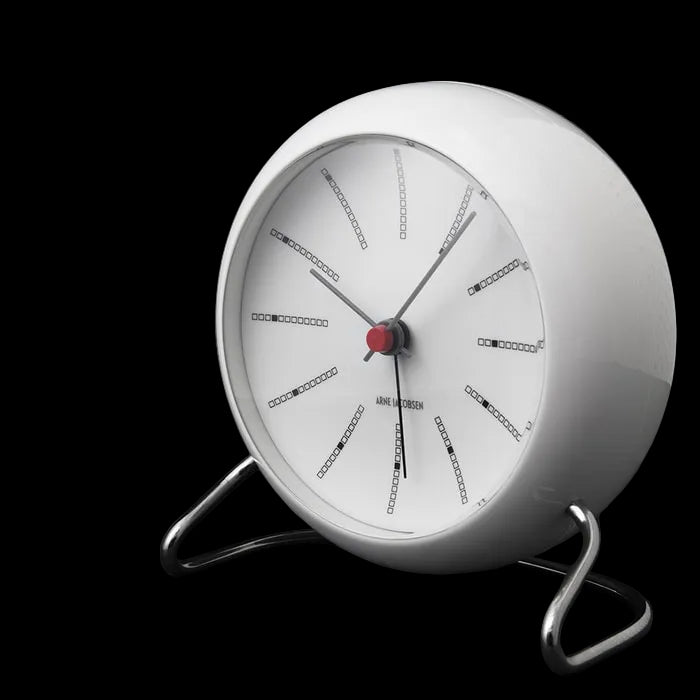 Arne Jacobsen Clocks 43675 Bankers Table Clock in White