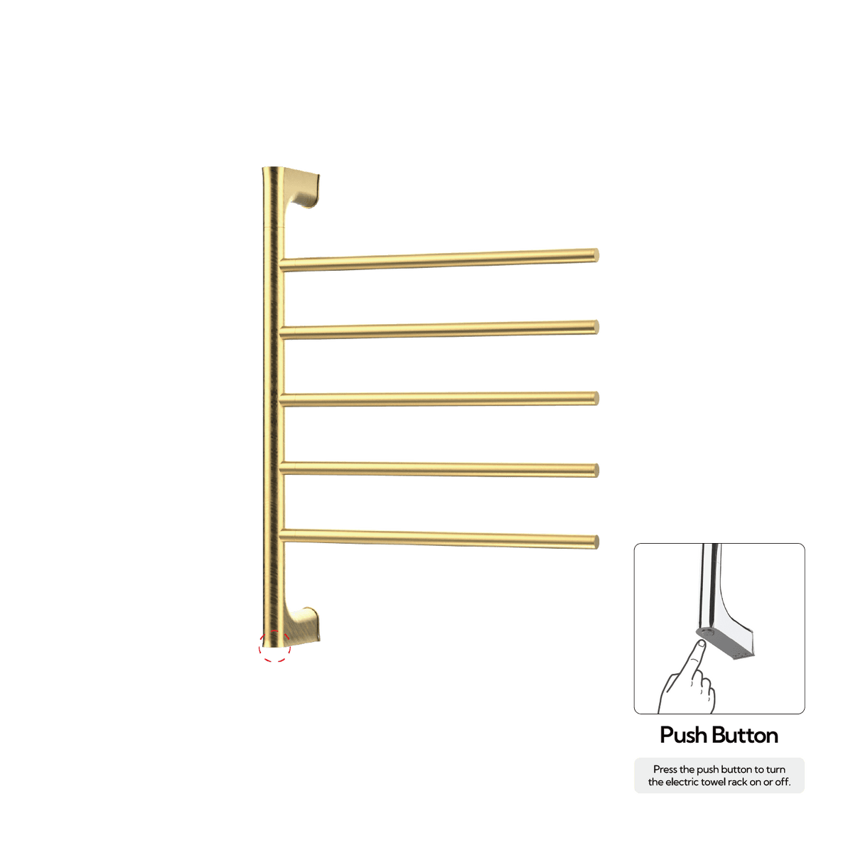 P&Bhusri G05-M-BLG-N G05 Towel Warmer in PVD Brushed Luxury Gold