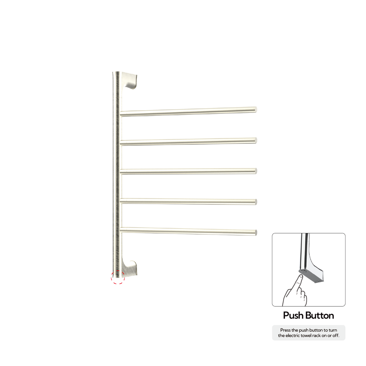 P&Bhusri G05-M-BWG-N G05 Towel Warmer in PVD Brushed White Gold