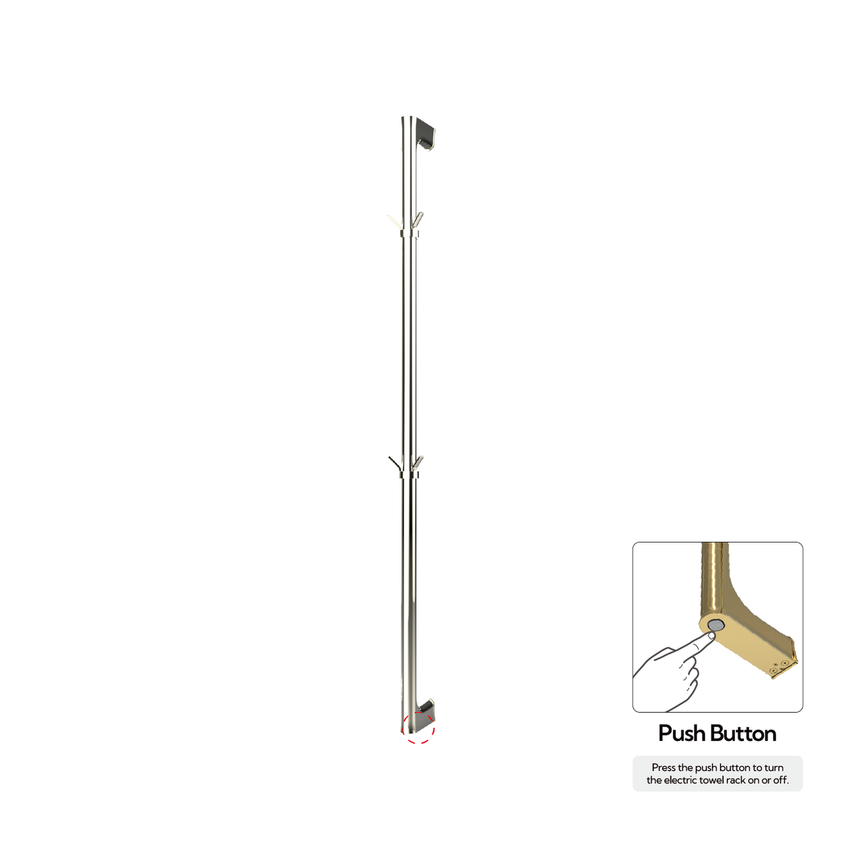 P&Bhusri G27-M-PWG-N G27 Towel Warmer in PVD Polished White Gold