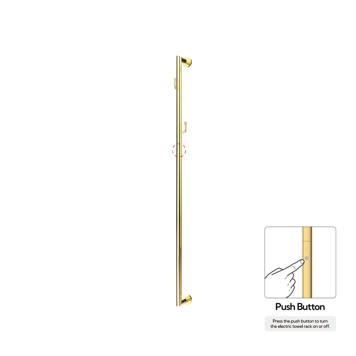 P&Bhusri G28-M-PBR-N G28 Towel Warmer in PVD Polished Brass