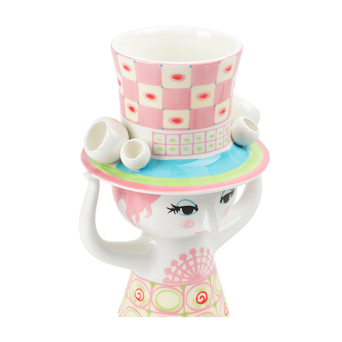 Bjørn Wiinblad 56568 Lady with Hat Vase in Pink/Yellow