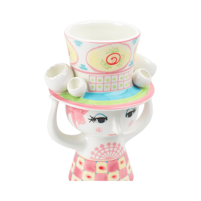 Bjørn Wiinblad 56567 Lady with Hat Vase in Pink/Yellow