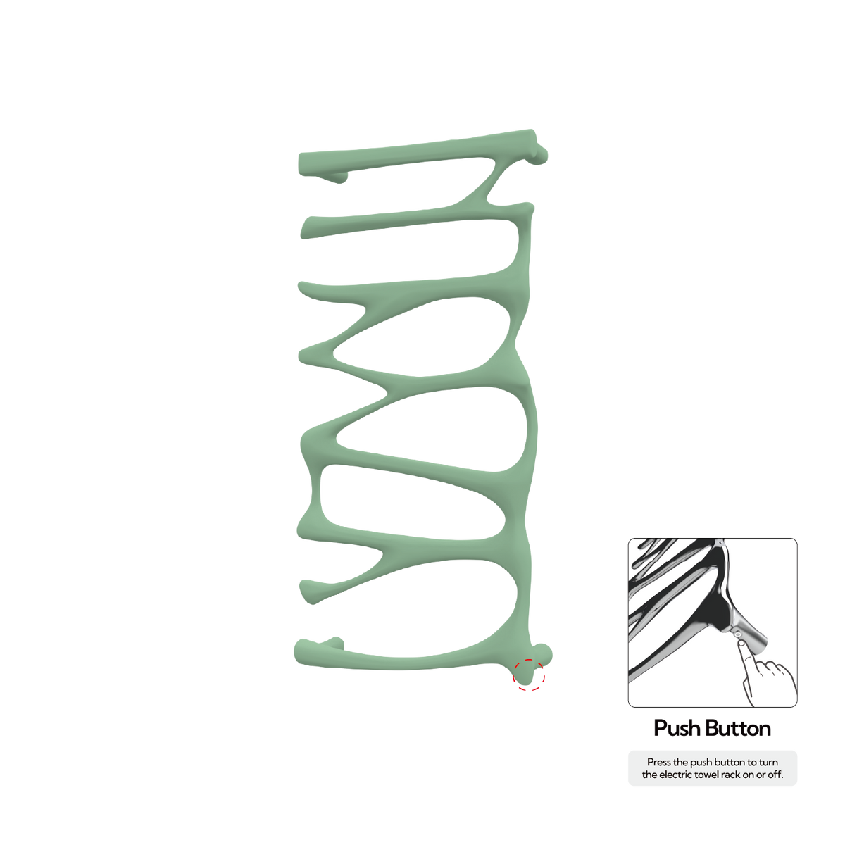 P&Bhusri S5-M-CGR-N Provence Towel Warmer in Celadon Green