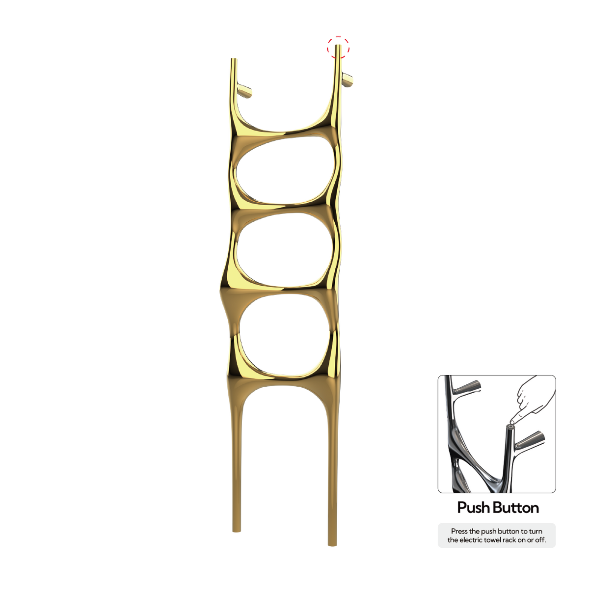 P&Bhusri S6-M-24K-N Crete Palace Towel Warmer in PVD 24K Gold