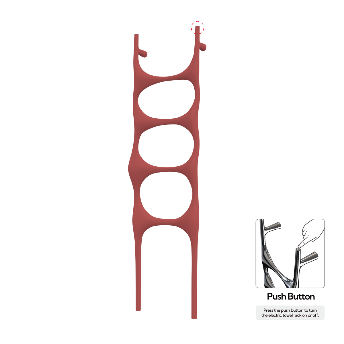P&Bhusri S6-M-ARD-N Crete Palace Towel Warmer in Amber Red