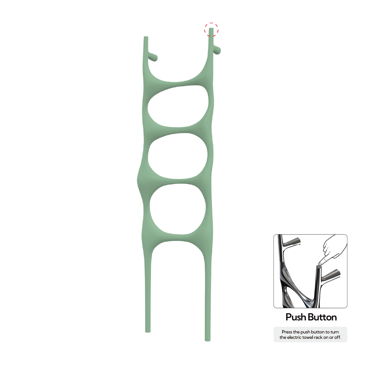 P&Bhusri S6-M-CGR-N Crete Palace Towel Warmer in Celadon Green