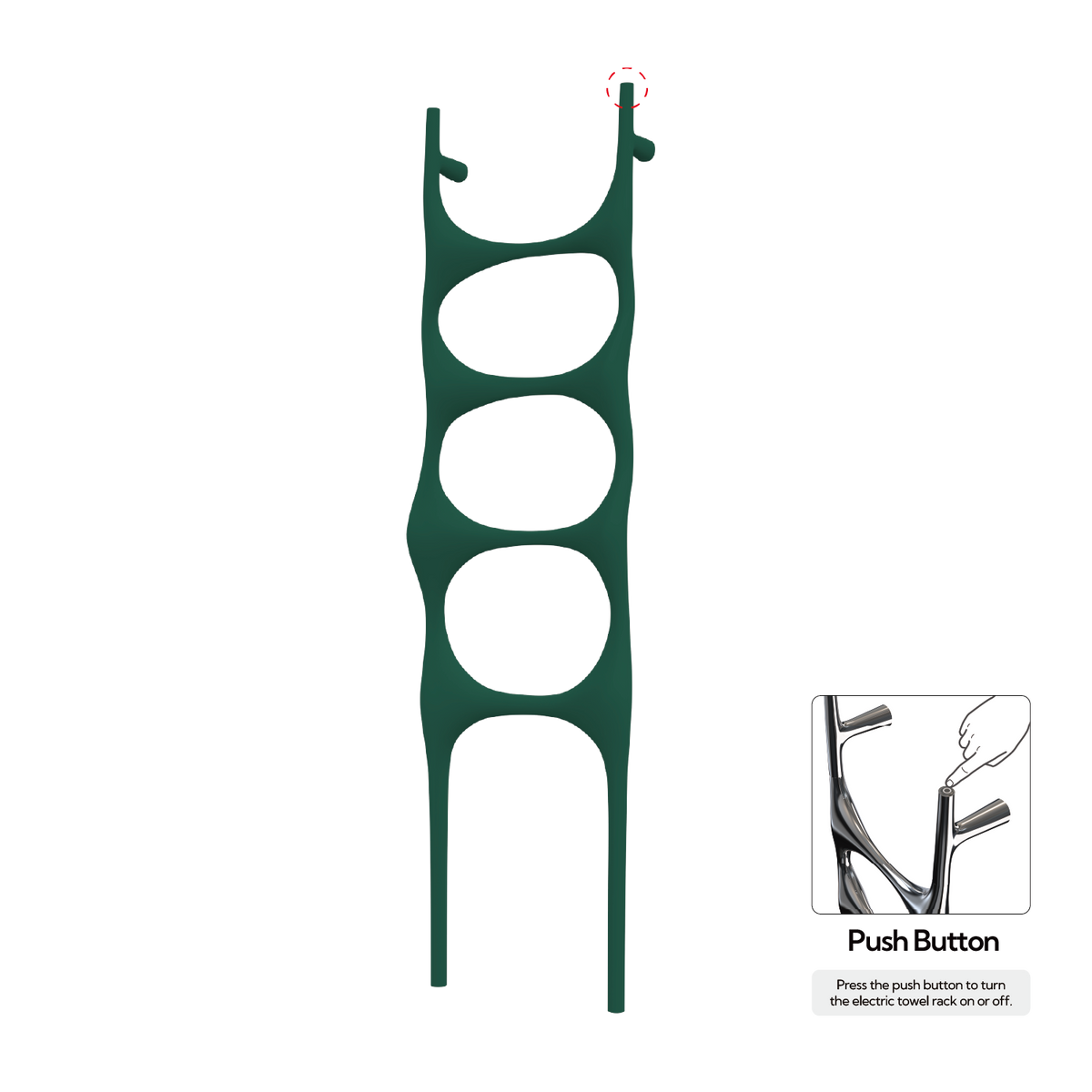 P&Bhusri S6-M-EGR-N Crete Palace Towel Warmer in Emerald Green