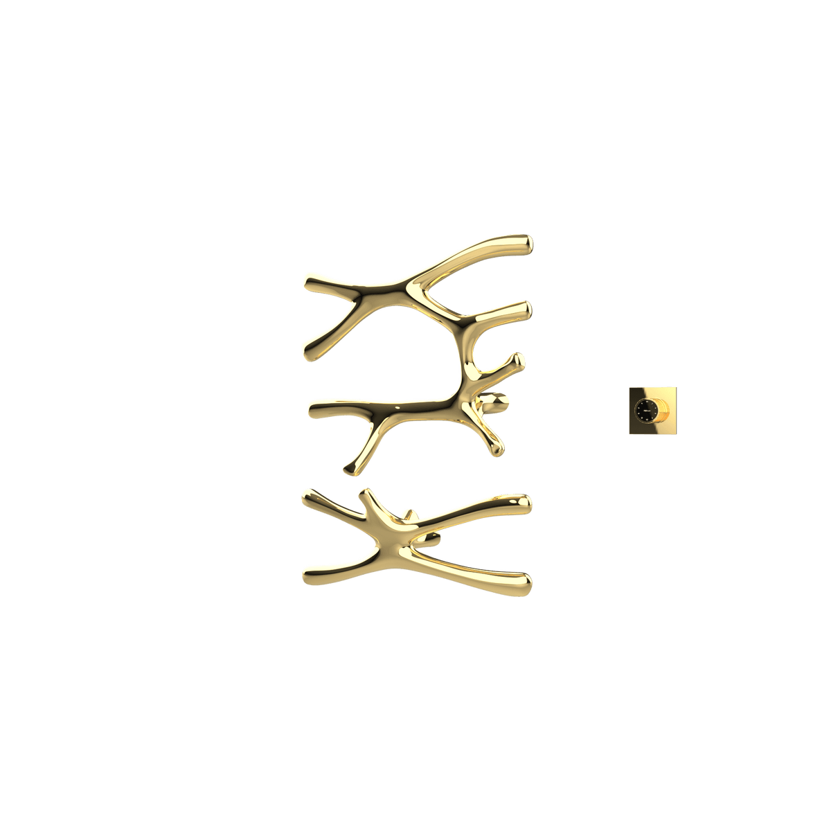 P&Bhusri S7-LS-PBR-XM Daphne's Branch Large + Small Towel Warmer in PVD Polished Brass