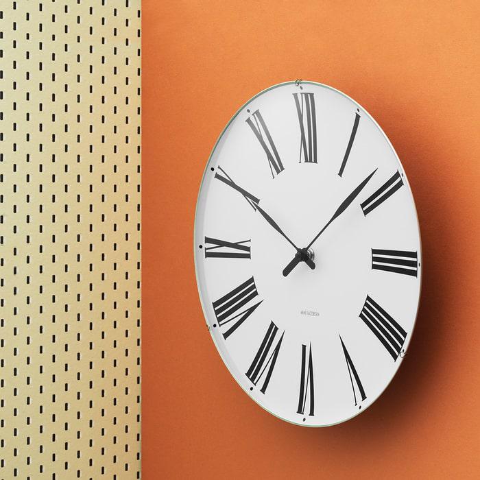 Arne Jacobsen Clocks 43652 Roman Wall Clock in White/Black