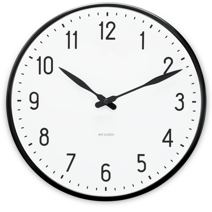 Arne Jacobsen Clocks 43643 Station Wall Clock in White/Black