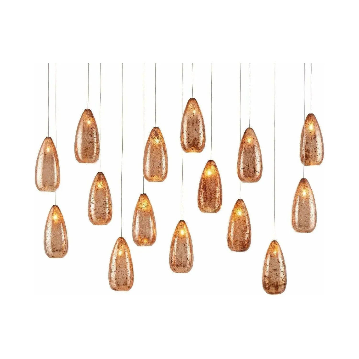 Currey and Company - Rame Rectangular 15-Light Multi-Drop Pendant - 9000-0906 | The Rug District