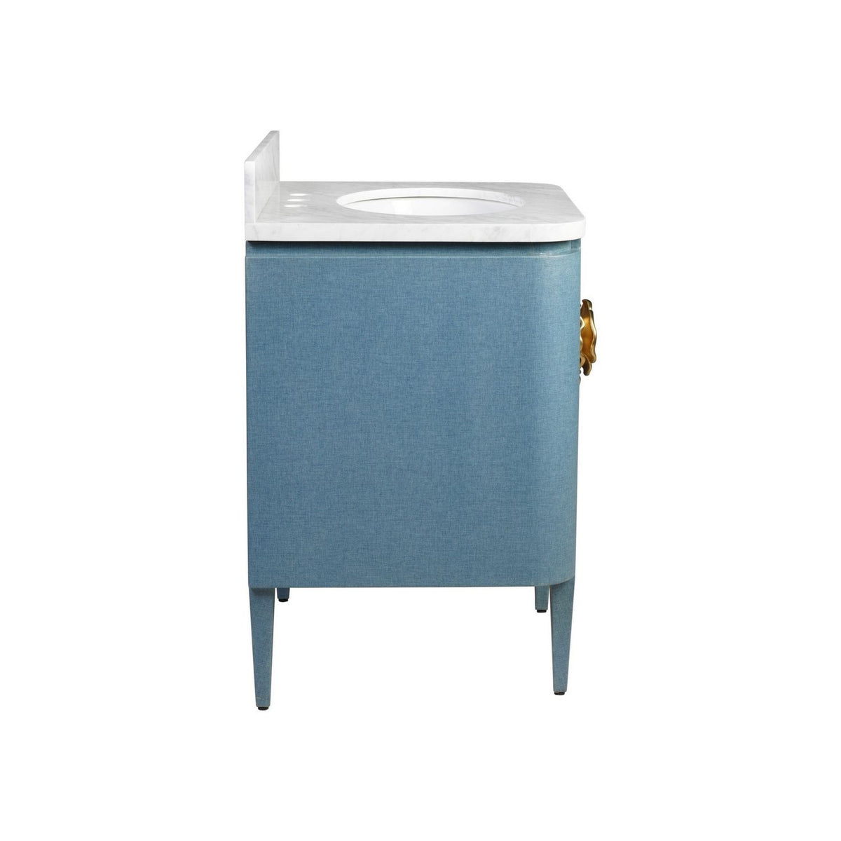 Currey and Company 3800-0015 Briallen 36" Vanity with Oval Undermount Sink in Laquered Blue Linen/Natural/White/Polished Nickel