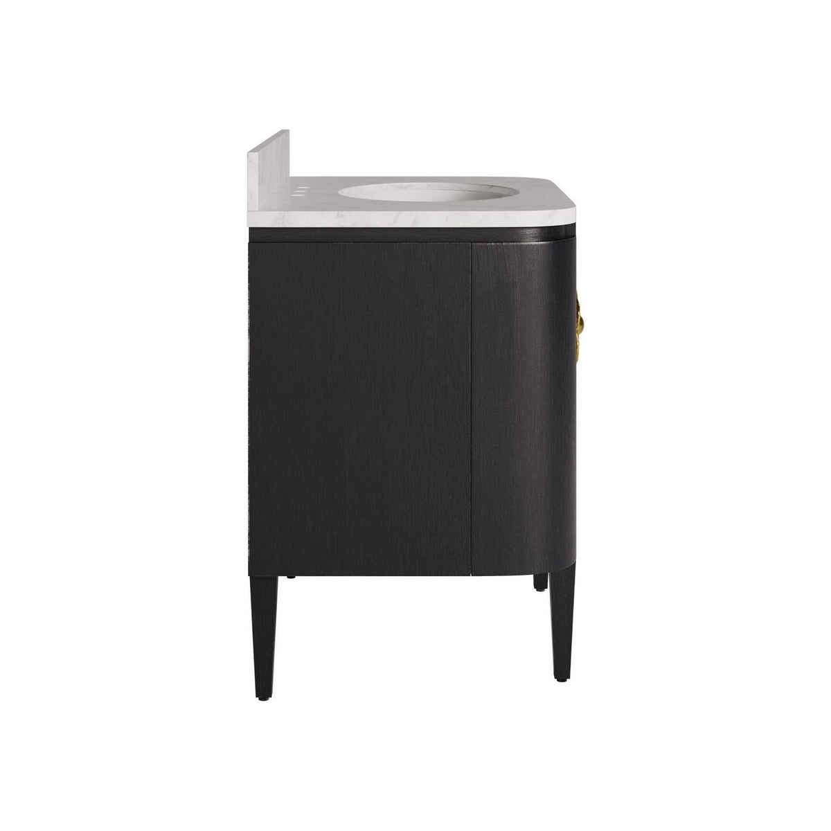 Currey and Company 3800-0017 Briallen 36" Vanity with Oval Undermount Sink in Caviar Black/Natural/White/Light Antique Brass
