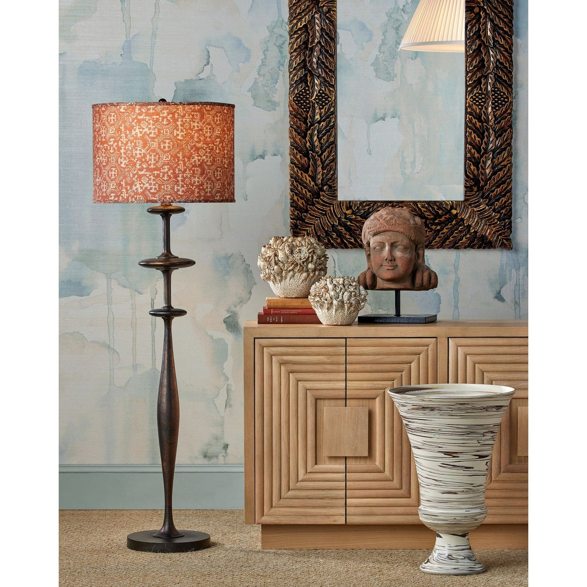 Currey and Company 1200-1010 Jejune Footed Vase in Beige/Brown