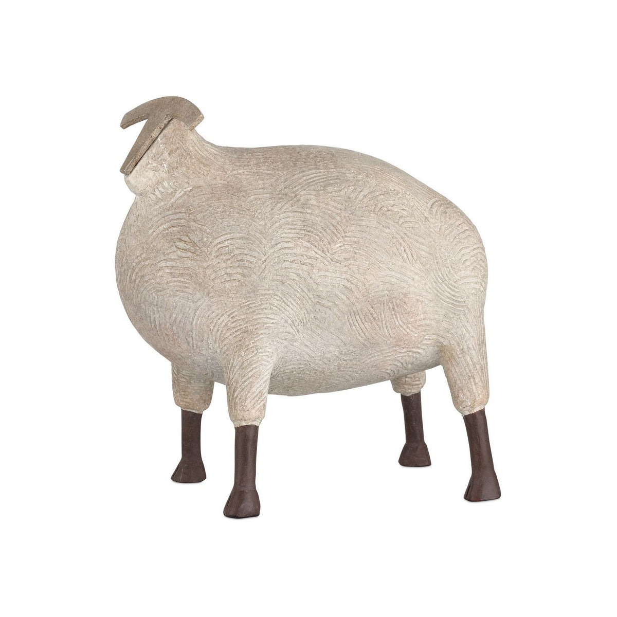 Currey and Company 1200-1073 Ancient Ram Sculpture in Beige/Black